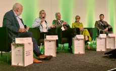 v. l. n. r.: Moderator Dr. Albrecht Kloepfer, vdek-Vorstandsvorsitzende Ulrike Elsner, Dr. Helmut Weinhart (Spitzenverband Fachärztinnen und Fachärzte Deutschlands), Bernadette Rümmelin (Katholischer Krankenhausverband Deutschland), Christian Nacke (Niels-Stensen-Marienhospital Ankum-Bersenbrück) beim Hauptstadtkongress 2024