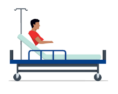 Illustration: Patient im Krankenhausbett