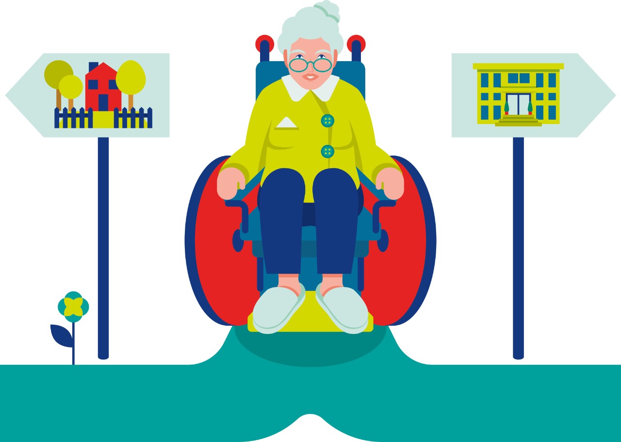 Illustration: Kurzzeit- und Verhinderungspflege Illustration: Kurzzeit- und Verhinderungspflege