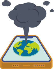 Illustration für Sorgen von Kindern und Jugendlichen: Smartphone mit dunklen Wolken