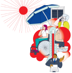 Illustration: Hitzeschutz in der Pflegeberatung