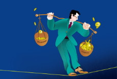 Illustration: Ungleiches Verhältnis von Einnahmen und Ausgaben