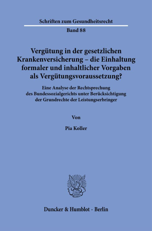Buchcover des Fachbuchs ‚Vergütung in der gesetzlichen Krankenversicherung‘.