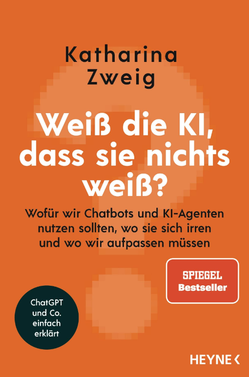 Buchcover des Buches ‚Weiß die KI, dass sie nichts weiß?‘.
