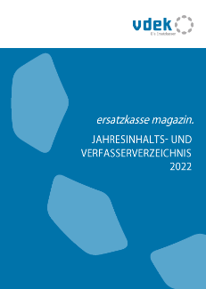 Deckblatt des Jahresverzeichnisses 2022 für ersatzkasse magazin. Deckblatt des Jahresverzeichnisses 2022 für ersatzkasse magazin.