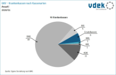 Kreisdiagramm zeigt die Anzahl der Krankenkassen nach Kassenarten in 2026/01