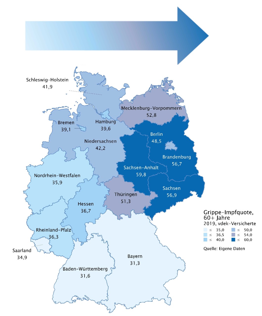 Grippe-19-Impfquote bei über 60-Jährigen, Stand: 13.09.2021