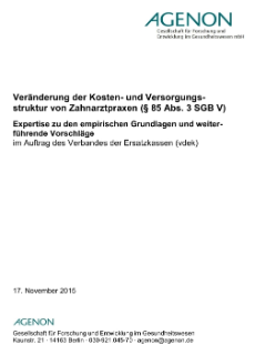 Broschürencover: Kosten und Versorgungsstruktur von Zahnarztpraxen Broschürencover: Kosten und Versorgungsstruktur von Zahnarztpraxen