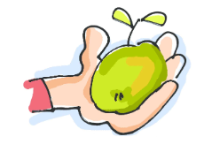Illustration: Eine Hand, die einen Apfel hält