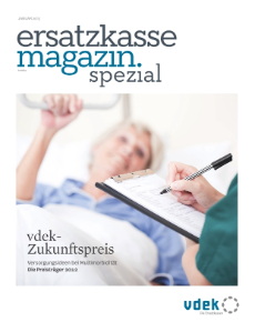 Magazin-Cover zum Zukunftspreis 2012. Motiv: Alte Frau im Krankenbett