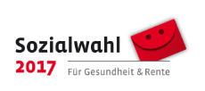 Roter Briefumschlag mit Smiley-Gesicht - das Logo der Sozialwahl 2017 