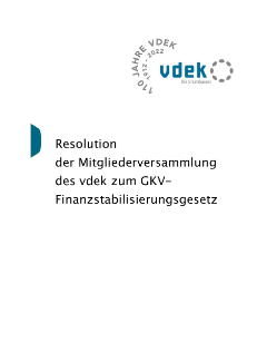 Deckblatt: Resolution zum GKV-Finanzstabilisierungsgesetz