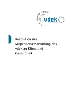 Deckblatt: Resolution der Mitgliederversammlung des vdek zu Klima und Gesundheit