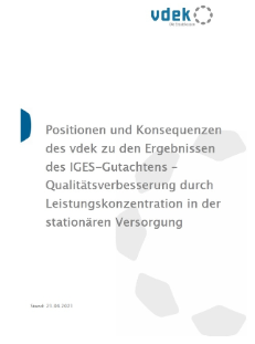 Deckblatt des vdek-Thesenpapiers zum IGES-Gutachten „Qualitätsverbesserung durch Leistungskonzentration...“