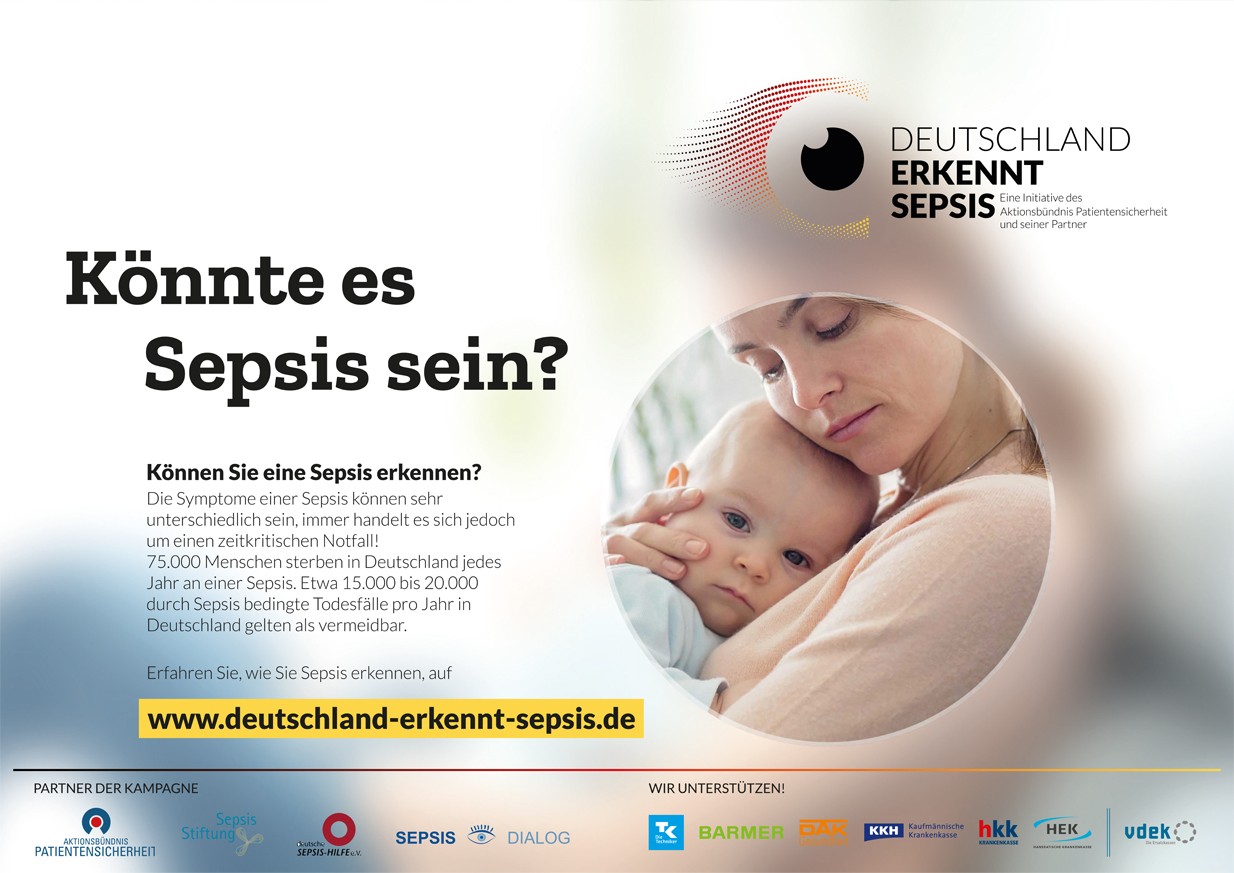 Plakat: Könnte es Sepsis sein? (Motiv: Baby)