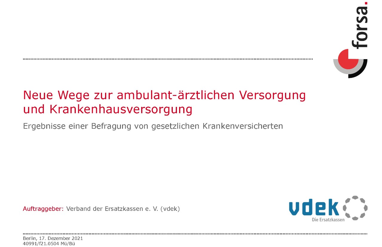 Titelblatt: Forsa-Umfrage zur ambulant-ärztlichen Versorgung Titelblatt: Forsa-Umfrage zur ambulant-ärztlichen Versorgung