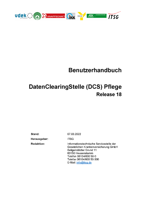 Deckblatt: Benutzerhandbuch DCS (Daten-Clearing-Stelle) Deckblatt: Benutzerhandbuch DCS (Daten-Clearing-Stelle)