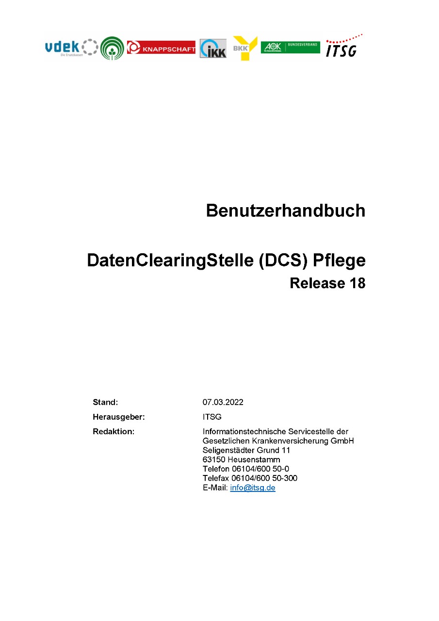 Deckblatt: Benutzerhandbuch DCS (Daten-Clearing-Stelle)