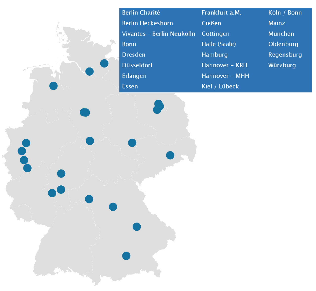 Karte: Nationales Netzwerk Genomische Medizin