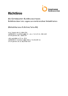 Titelblatt: Rehabilitations-Richtlinie/Reha-RL