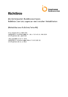 Titelblatt: Richtlinie über Leistungen zur medizinischen Rehabilitation Titelblatt: Richtlinie über Leistungen zur medizinischen Rehabilitation