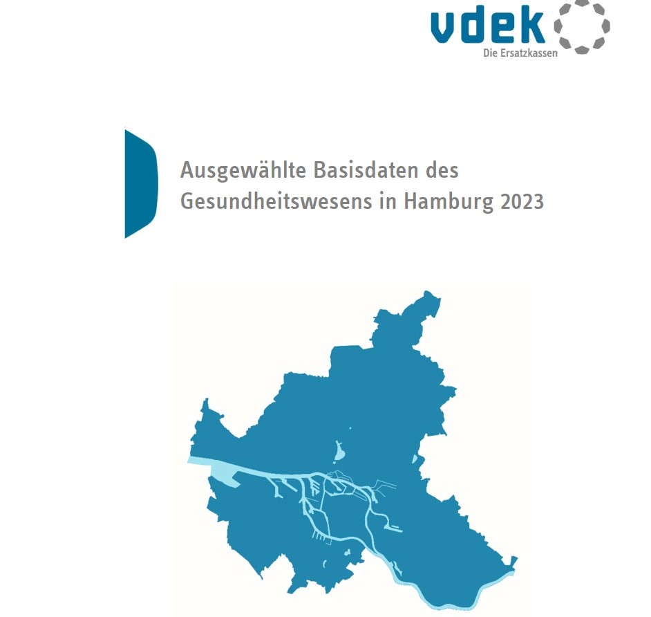 Das Cover der Broschüre Ausgewählte Basisdaten des Gesundheitswesens in Hamburg 2021.